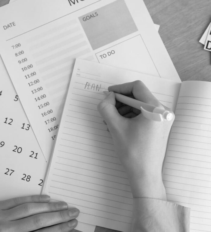 écriture sur un carnet